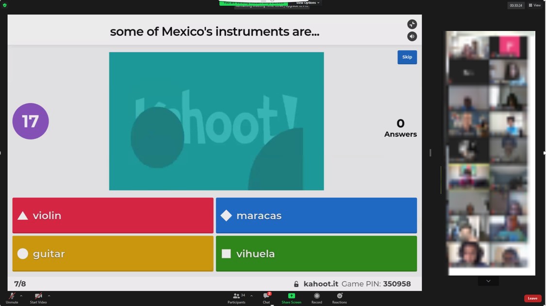 Screen capture of Kahoot game with some of Mexico's instruments