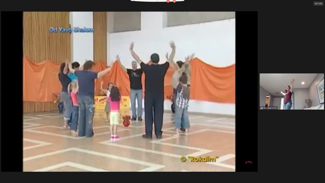 Screen shot of folk dance class on zoom